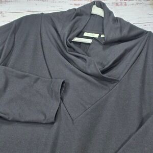 LOGO Lounge Tunic Top Womens 3X Black Excellent Cowl Neck Front Pockets